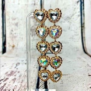 cascading linear earring. Featuring ab crystals and high polish plating